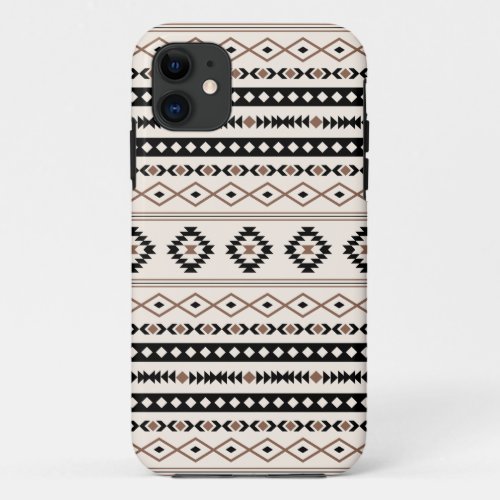 Aztec Brown Black Cream Mixed Motifs Pattern iPhone 11 Case