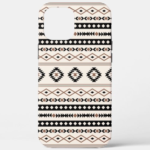 Aztec Brown Black Cream Mixed Motifs Pattern iPhone 12 Pro Max Case