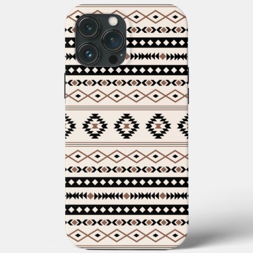 Aztec Brown Black Cream Mixed Motifs Pattern iPhone 13 Pro Max Case