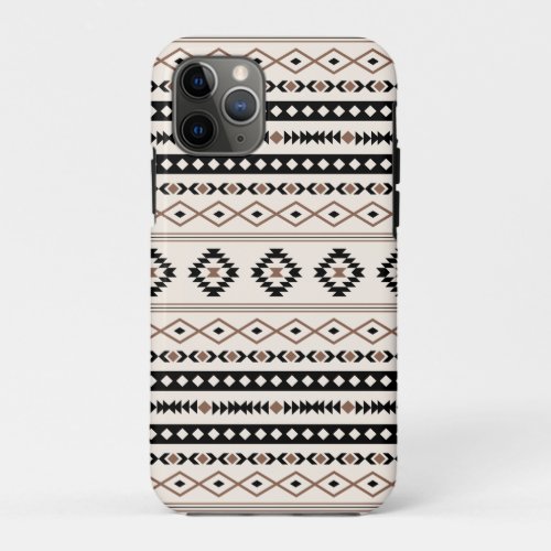 Aztec Brown Black Cream Mixed Motifs Pattern iPhone 11 Pro Case