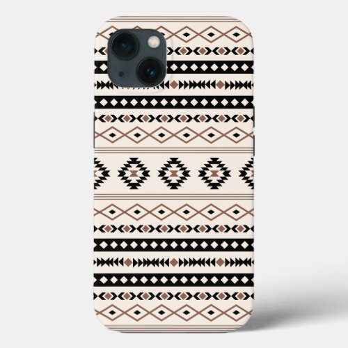 Aztec Brown Black Cream Mixed Motifs Pattern iPhone 13 Case