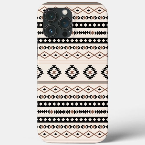 Aztec Brown Black Cream Mixed Motifs Pattern iPhone 13 Pro Max Case