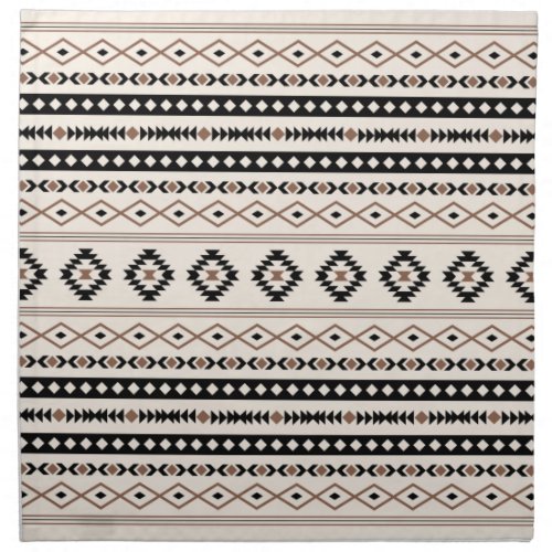 Aztec Brown Black Cream Mixed Motifs Pattern Cloth Napkin
