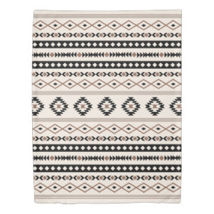 Aztec Brown Black Cream Mixed Motifs Pattern Duvet Cover