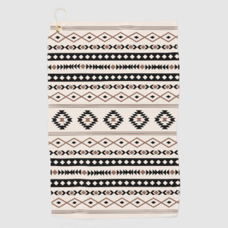 Aztec Brown Black Cream Mixed Motifs Pattern Golf Towel