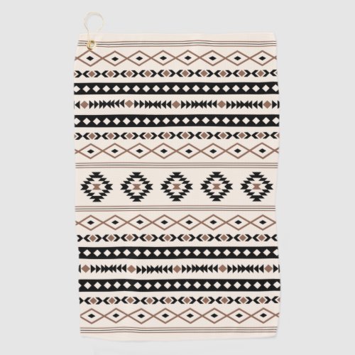 Aztec Brown Black Cream Mixed Motifs Pattern Golf Towel