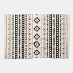 Aztec Brown Black Cream Mixed Motifs Pattern Kitchen Towel
