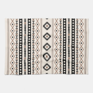Aztec Brown Black Cream Mixed Motifs Pattern Kitchen Towel