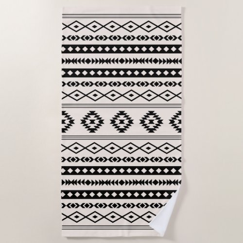 Aztec Brown on Cream Mixed Motifs Pattern Beach Towel