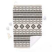 Aztec Brown on Cream Mixed Motifs Pattern Golf Towel