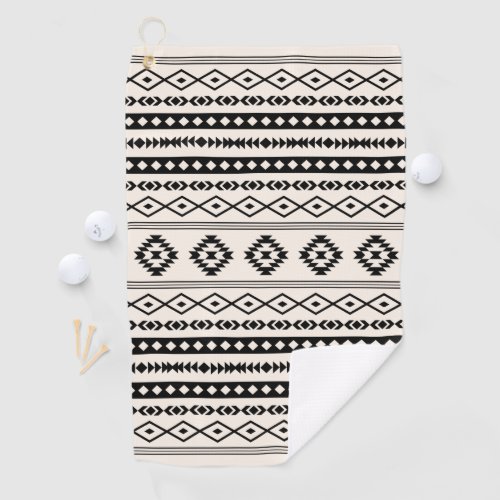 Aztec Brown on Cream Mixed Motifs Pattern Golf Towel