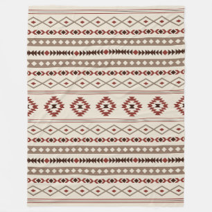 Aztec Browns Rust Cream Mixed Motifs Pattern Fleece Blanket