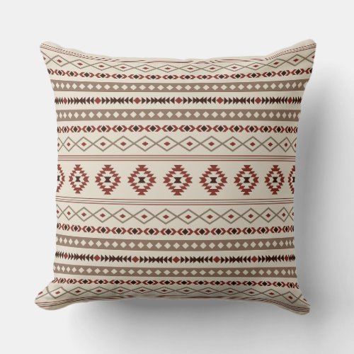 Aztec Browns Rust Cream Mixed Motifs Pattern Throw Pillow