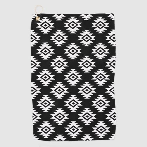 Aztec BW Symbol on Black Pattern Golf Towel