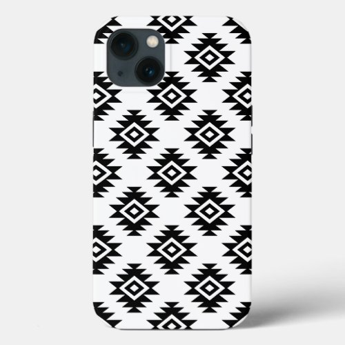 Aztec BW Symbol on White Pattern iPhone 13 Case