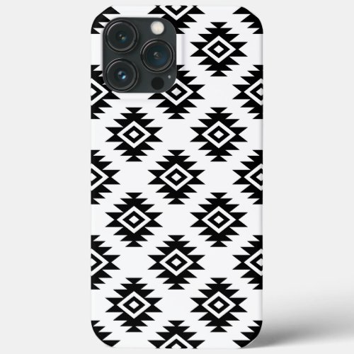 Aztec BW Symbol on White Pattern iPhone 13 Pro Max Case