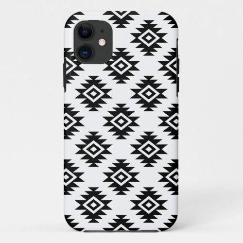 Aztec BW Symbol on White Pattern iPhone 11 Case