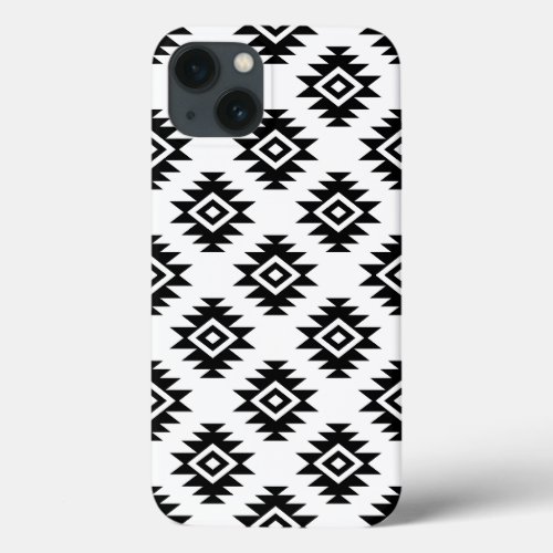 Aztec BW Symbol on White Pattern iPhone 13 Case