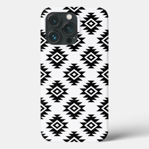 Aztec BW Symbol on White Pattern iPhone 13 Pro Case