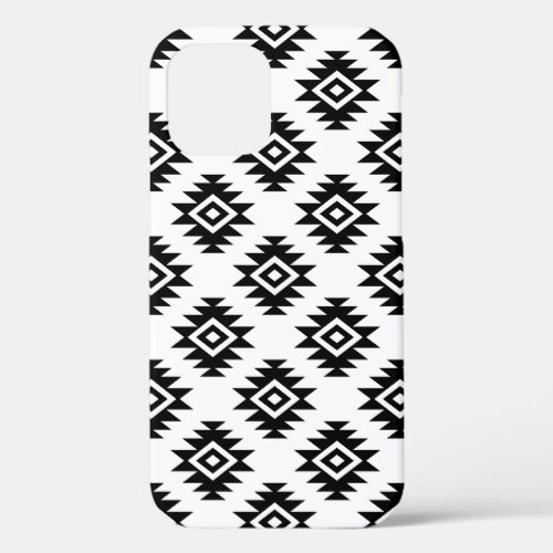 Aztec BW Symbol on White Pattern iPhone 12 Pro Case