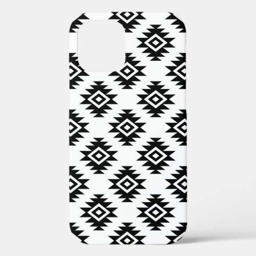 Aztec BW Symbol on White Pattern iPhone 12 Case