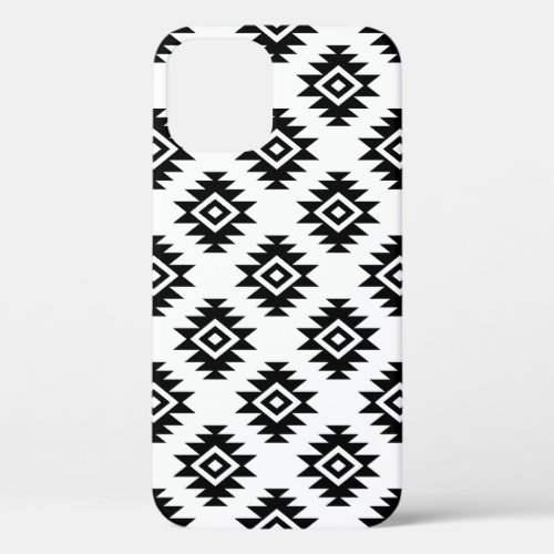 Aztec BW Symbol on White Pattern iPhone 12 Case