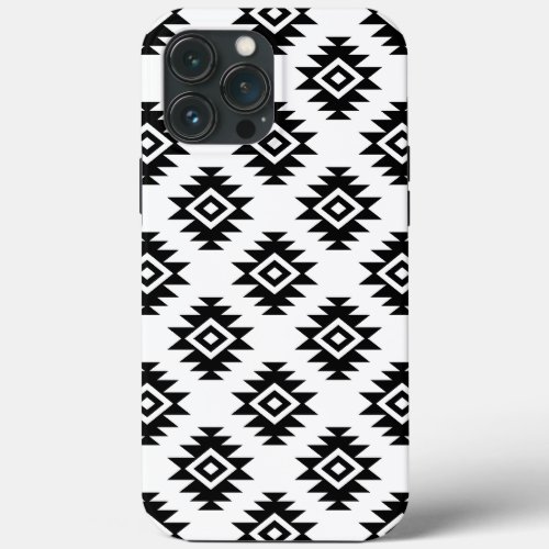 Aztec BW Symbol on White Pattern iPhone 13 Pro Max Case