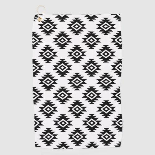 Aztec BW Symbol on White Pattern Golf Towel