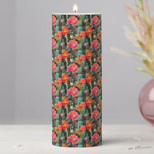Aztec Cactus Pillar Candle