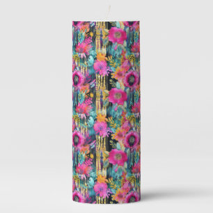 Aztec Cactus Pillar Candle
