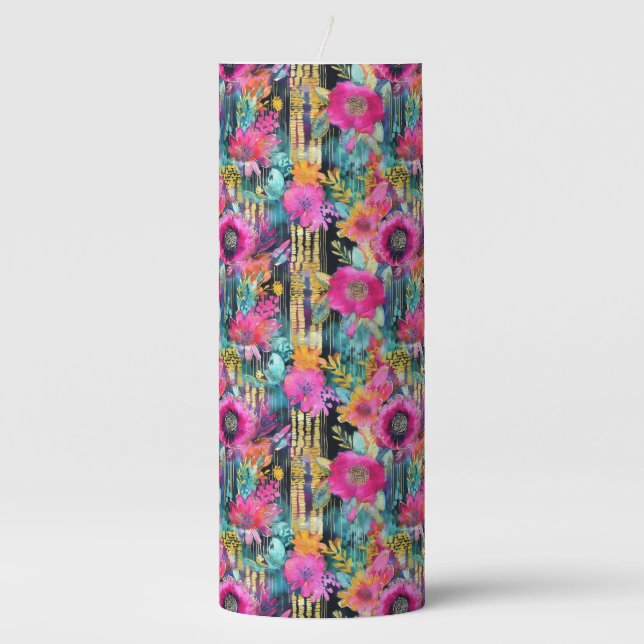 Aztec Cactus Pillar Candle (Front)