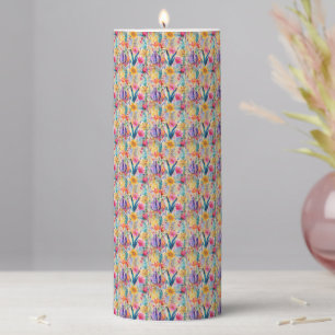 Aztec Cactus Pillar Candle