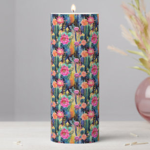 Aztec Cactus Pillar Candle