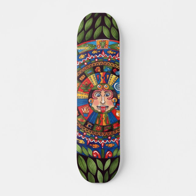 Aztec Calendar 20" Skateboard (Front)