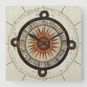 AZTEC CALENDAR ancient Mexican chronology Square Wall Clock