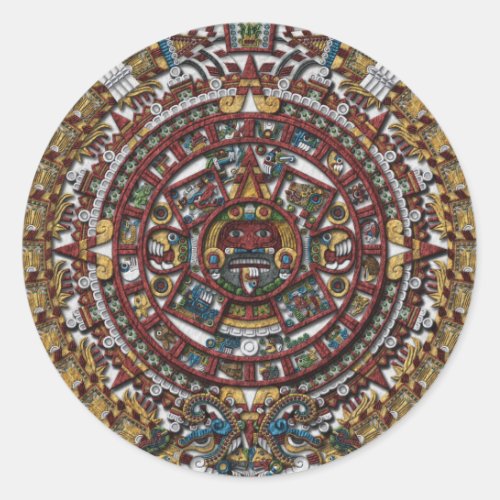 Aztec Calendar Classic Round Sticker