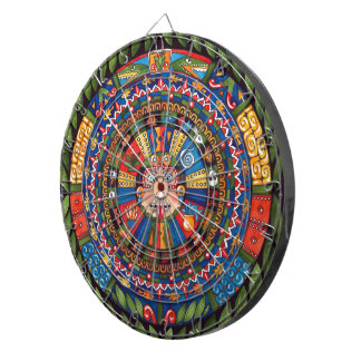 Aztec Calendar Dartboard With Darts