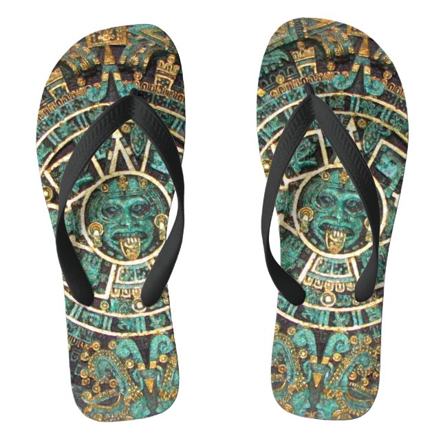 Aztec calendar flip flops (Footbed)