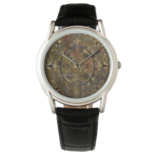 Aztec Calendar Folk Art Watch (Front)