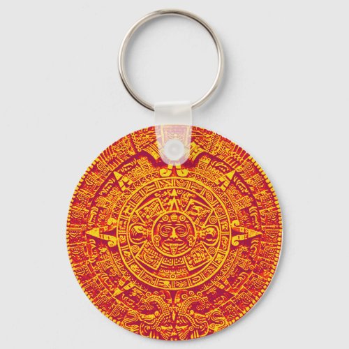 Aztec Calendar _ gold Keychain