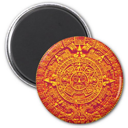 Aztec Calendar _ gold Magnet