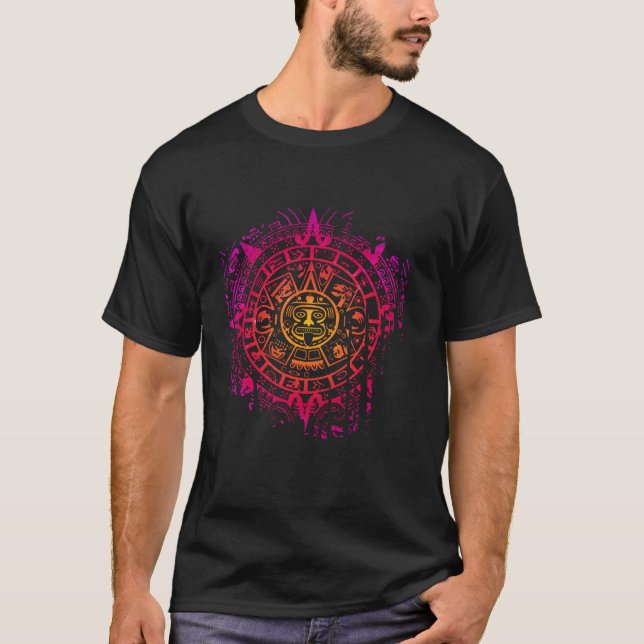 Aztec Calendar Mexican Native Mayas Mayans Art T S T-Shirt (Front)