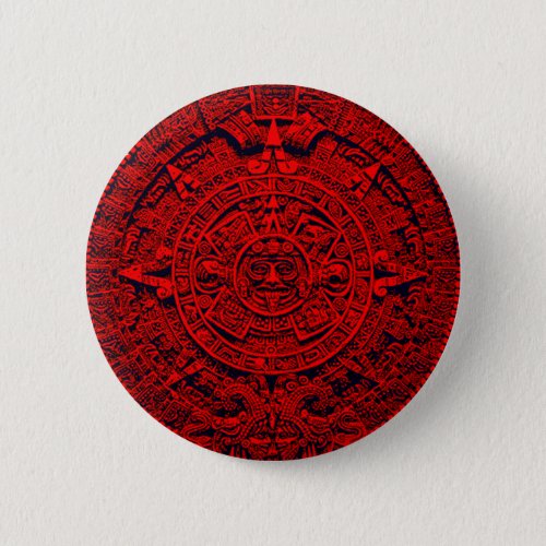 Aztec Calendar _ red Pinback Button