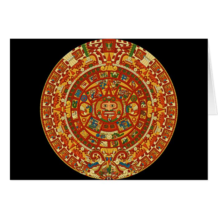 Aztec Calendar Stone or Sun Stone of Mexico. Cards