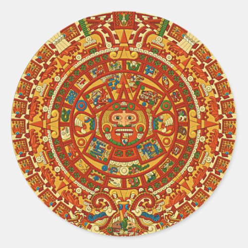 Aztec Calendar Stone or Sun Stone of Mexico Classic Round Sticker