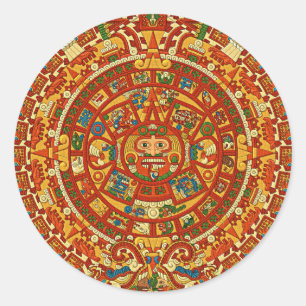 Aztec Calendar Stone or Sun Stone of Mexico. Classic Round Sticker