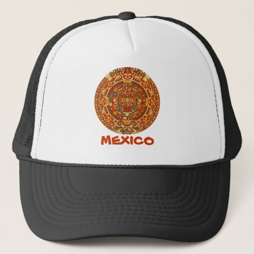 Aztec Calendar Stone or Sun Stone of Mexico Trucker Hat