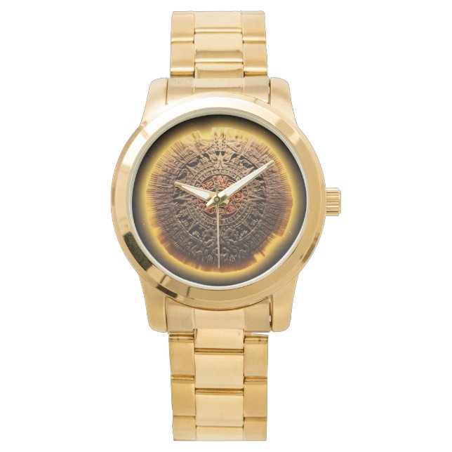 Aztec calendar stone watch (Front)