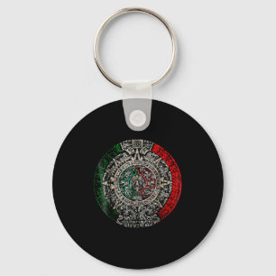 Aztec Calendar Sun Stone Mexican Art Carving Maya Keychain