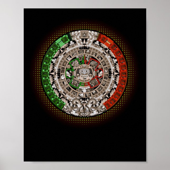 Aztec Calendar Sun Stone Mexican Art Carving Poster (Front)